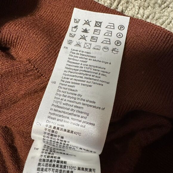 Sandro Paris Brown Open Knit V-Neck Sweater, Size FR 1 (US 4) - Picture 10 of 10